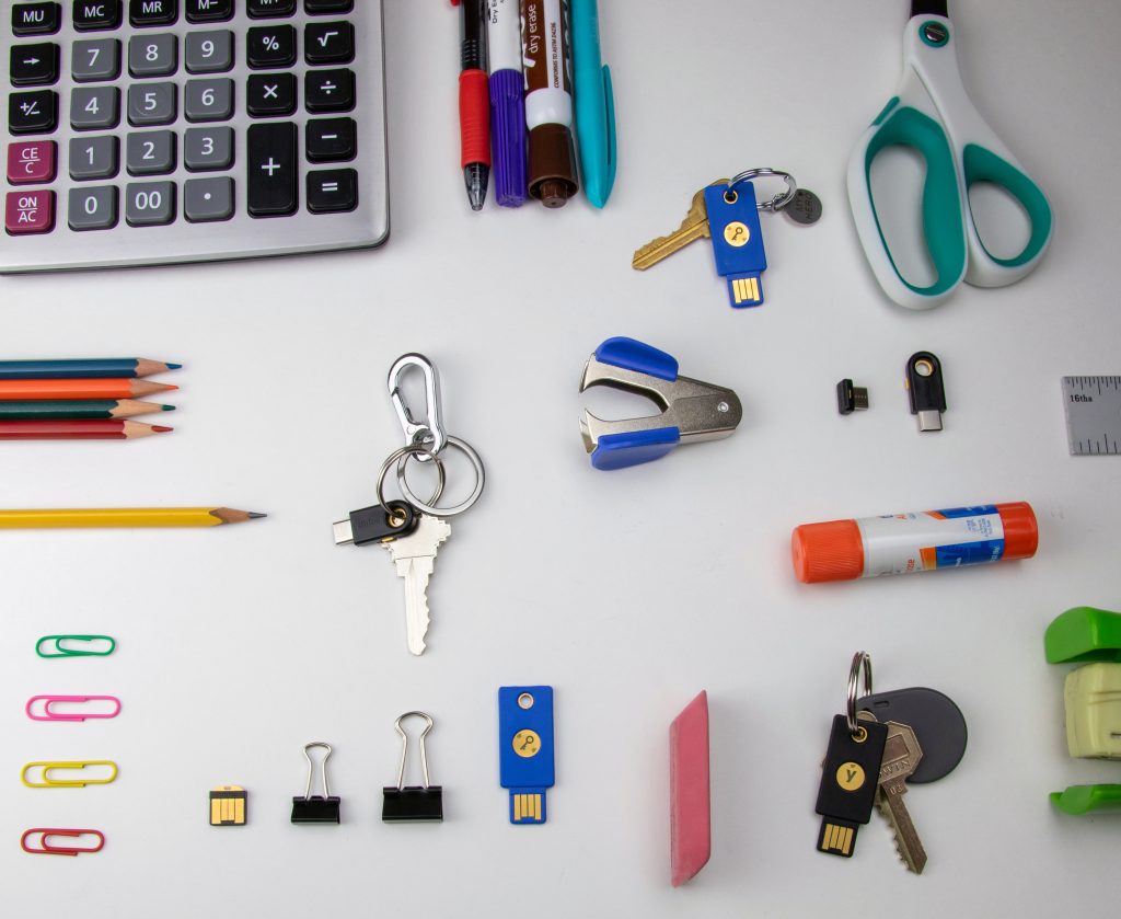 YubiKey with school supplies