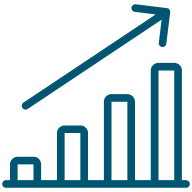 teal bar graph showing an increase