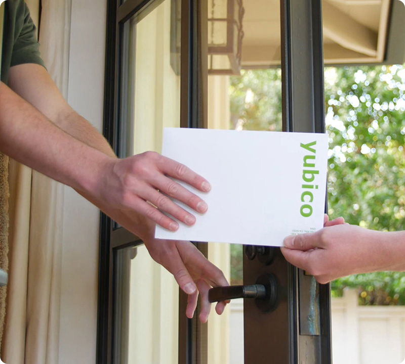 yubikeys being delivered in an envelope