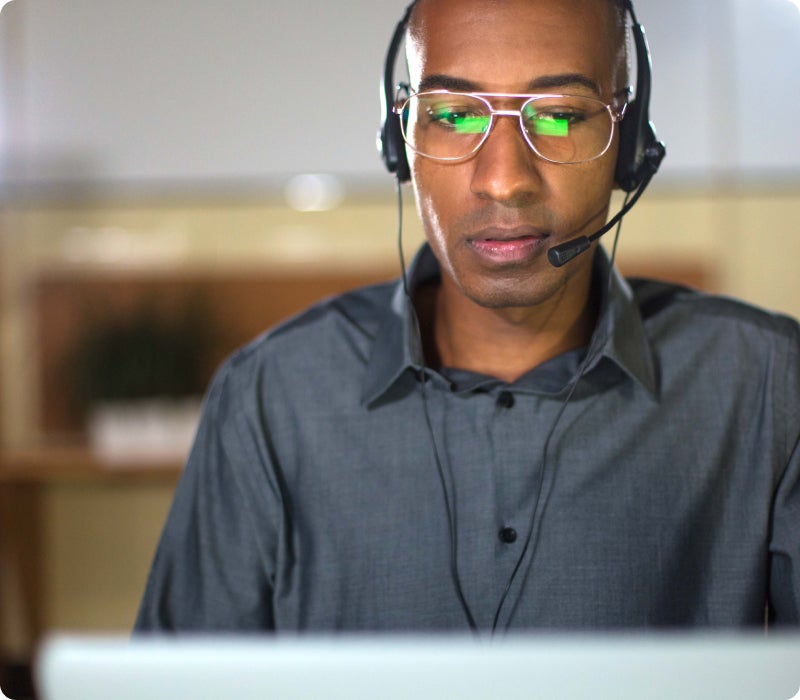 man working with headset