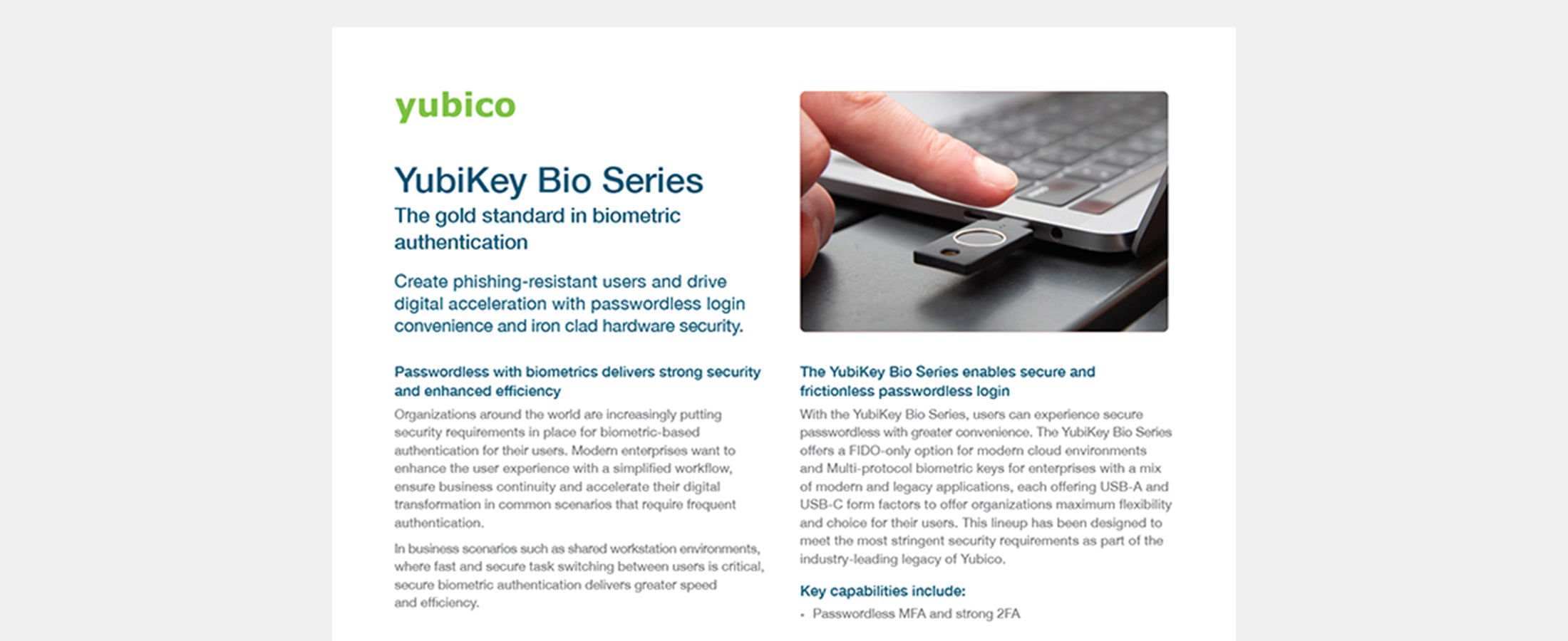 YubiKey Bio Series product brief cover