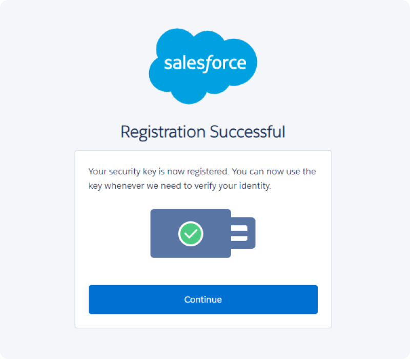 salesforce registration success screen