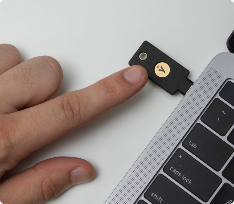 YubiKey 5C NFC plugged into laptop