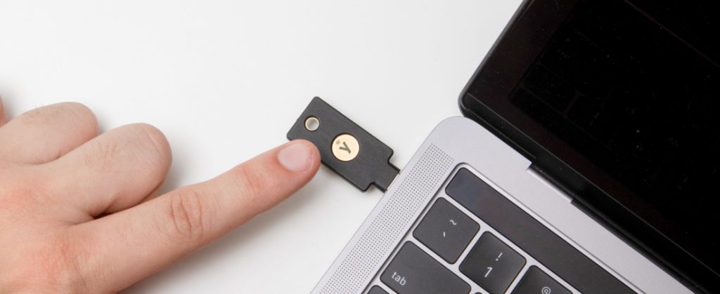 YubiKey plugged inside laptop