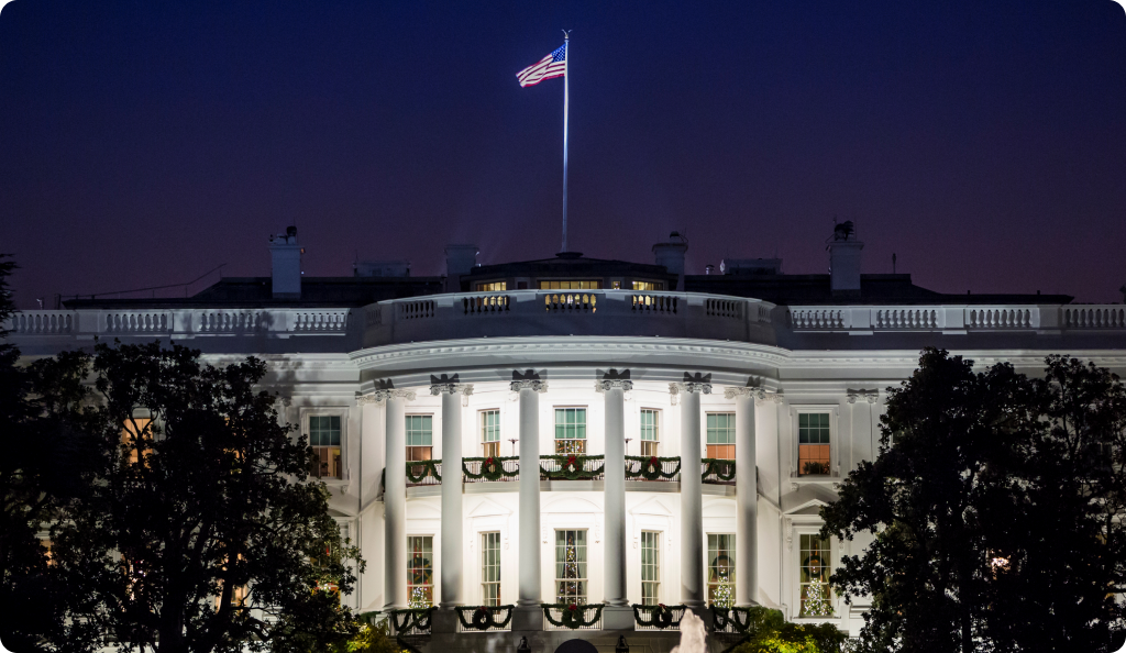 white house at night