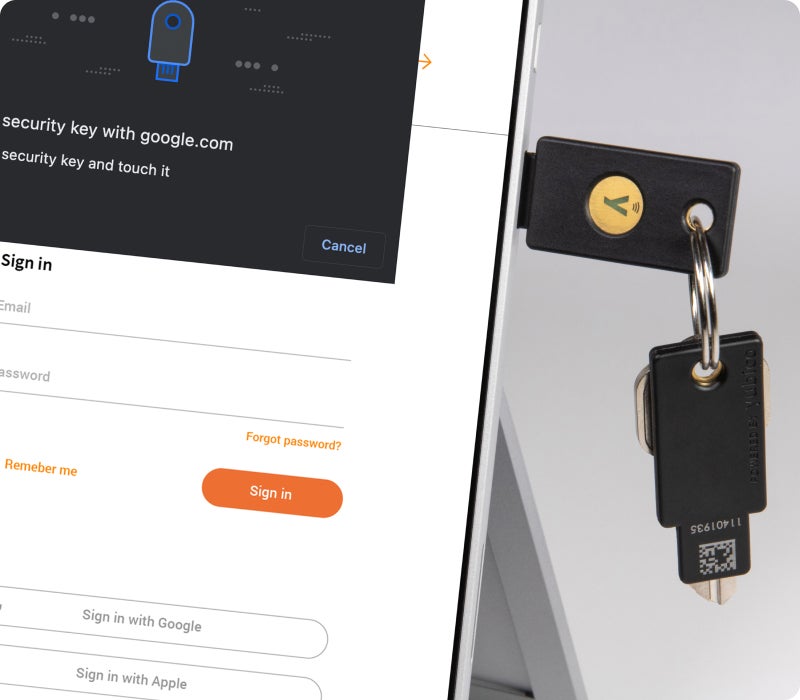 YubiKey plugged into Microsoft Surface