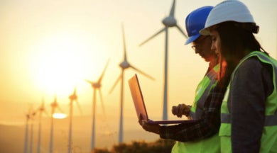 Remote workers at a wind farm