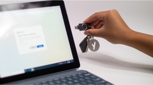 YubiKey and laptop