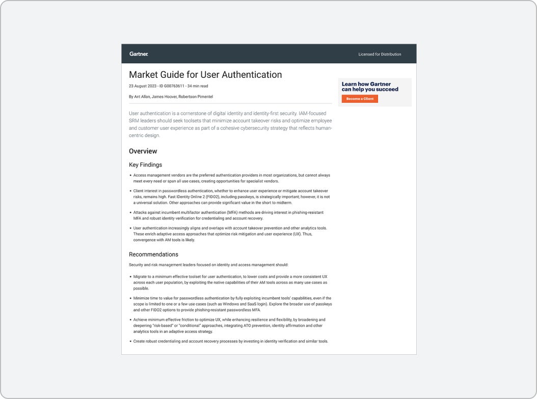 2023 Gartner Market Guide for User Authentication