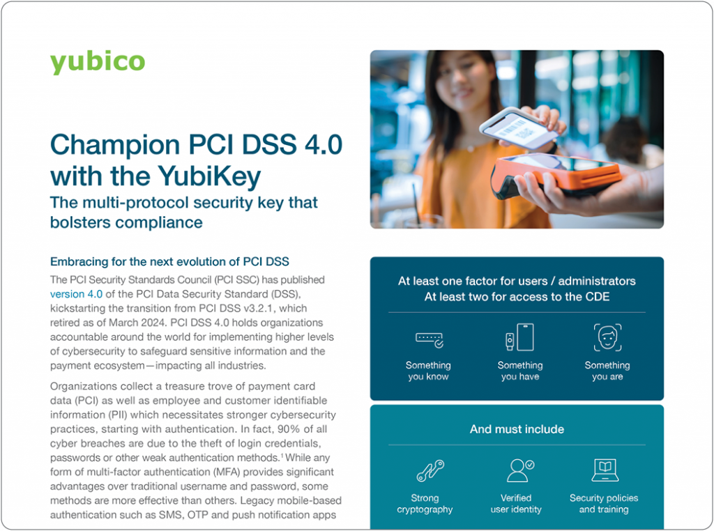 Champion PCI DSS 4.0 with the YubiKey solution brief cover image
