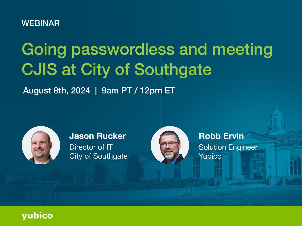going passwordless and meeting CJIS at city of southgate webinar cover image