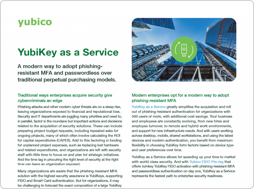 YubiKey as a Service cover