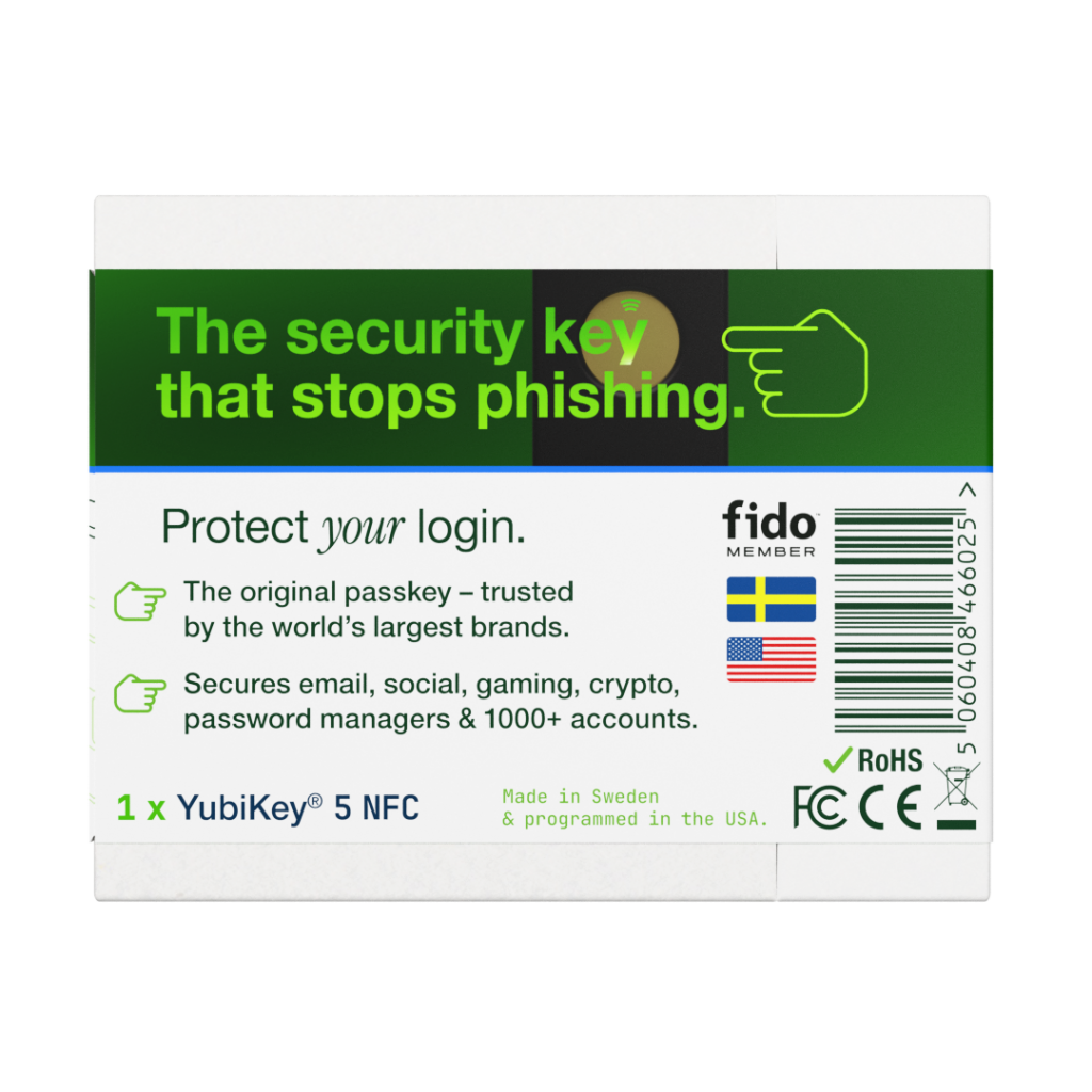 one pack YubiKey 5 NFC back