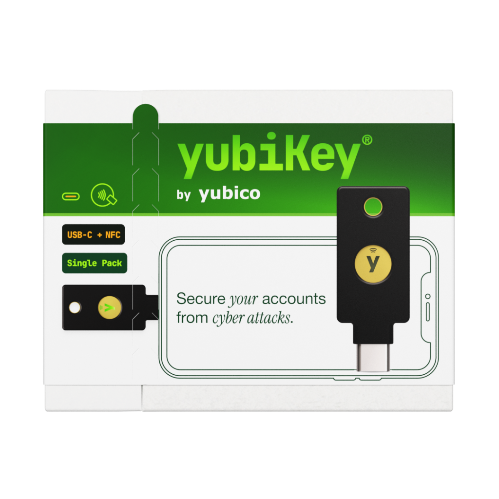 Retail packaging for YubiKey 5C NFC