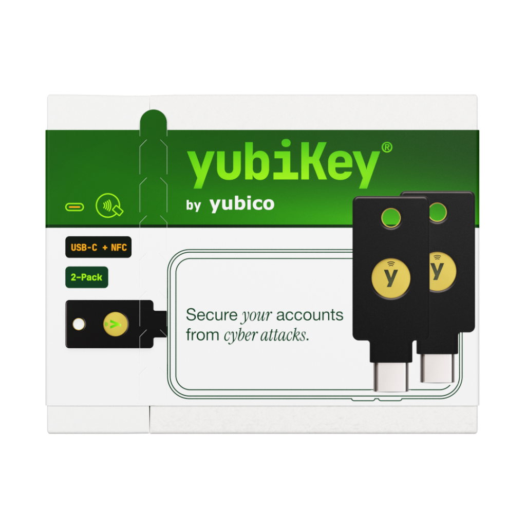 Retail packaging for x2 YubiKey 5C NFC
